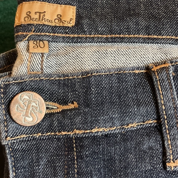 See Thru Soul High Rise Black Jeans with Sequin and Beads Trim 30 - Picture 2 of 11